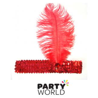 Headband Feather Red
