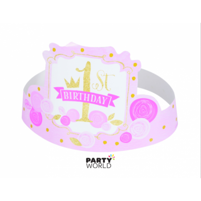 Pink & Gold 1st Birthday Hats (6)