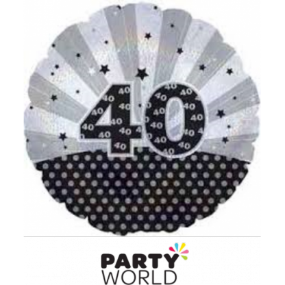 40th Birthday Silver and Black Foil Balloon
