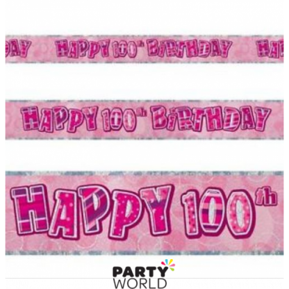 Glitz Birthday 100th Banner Pink/Silver