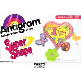 Hugs & Stitches Girl 1st Birthday SuperShape Foil Balloon