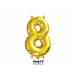Gold Foil Number Balloon (35cm)14in - No. 8 (fill with air only)