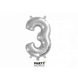 Silver Foil Number Balloon(35cm) 14in -No. 3 (fill with air only)