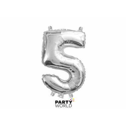 Silver Foil Number Balloon(35cm) 14in -No. 5 (fill with air only)