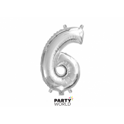 Silver Foil Number Balloon(35cm) 14in -No. 6 (fill with air only)