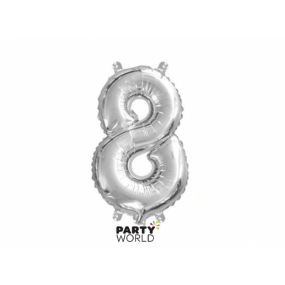Silver Foil Number Balloon(35cm) 14in -No. 8 (fill with air only)
