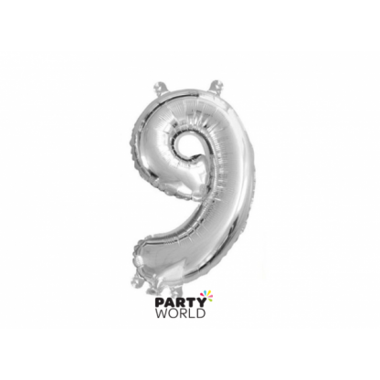 Silver Foil Number Balloon(35cm) 14in -No. 9 (fill with air only)