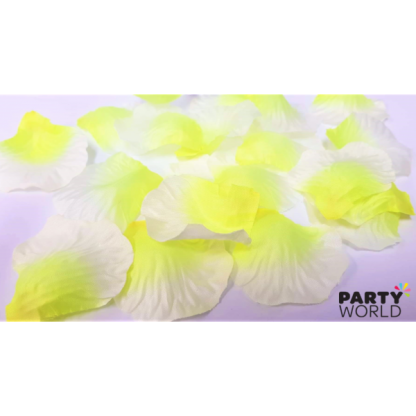 Artificial Silk Rose Petal Scatters - Neon Yellow Fade (*100)