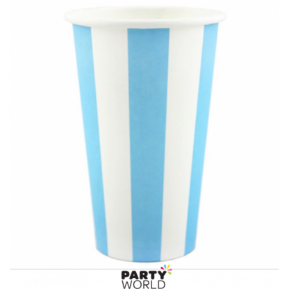 Blue Stripe Paper Milkshake Cups 470ml (8)