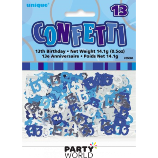 Glitz Birthday 13th Confetti Blue/Silver