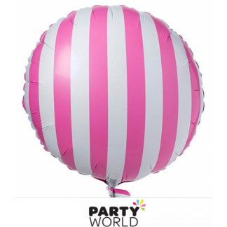 Hot Pink and White Stripe Foil Balloon (18in)
