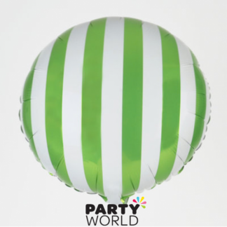 Green and White Stripe Foil Balloon (18in)