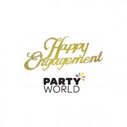 Happy Engagement Gold Glitter Paper Cake Topper