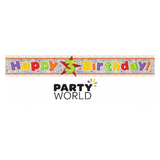 Happy 3rd Birthday Holographic Foil Banner
