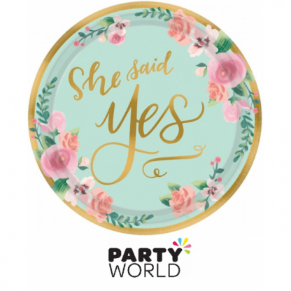 Mint To Be She Said Yes Paper Plates 7in (8)