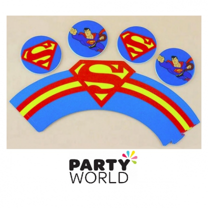 Superman Cupcake Toppers and Wrappers (12)