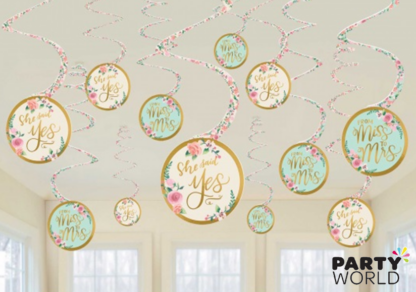 mint to be bridal shower hanging swirls decorations