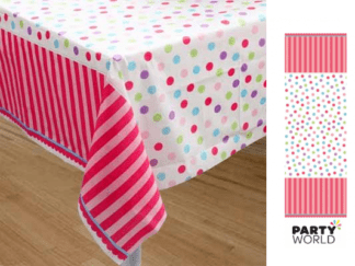 pink stripes & dots tablecover