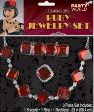 ruby red 20s style necklace