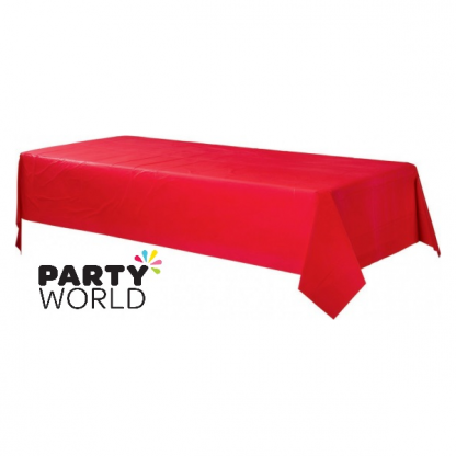 Rectangular Red Plastic Table Cover