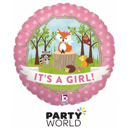 Woodland Baby Its A Girl Foil Balloon