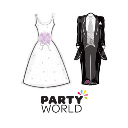 Large Bridal Dress & Groom Suit 36" Foil Balloons (2)