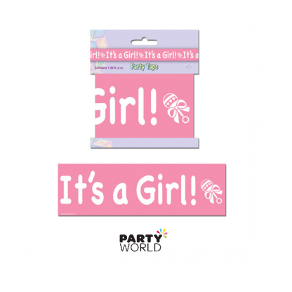 It's a Girl Baby Shower Party Banner Tape 6m