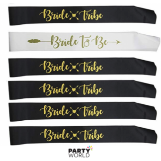 Black Bride Tribe and White Bride To Be Sashes Set (6)