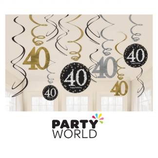 40th Birthday Swirls Hanging Decorations