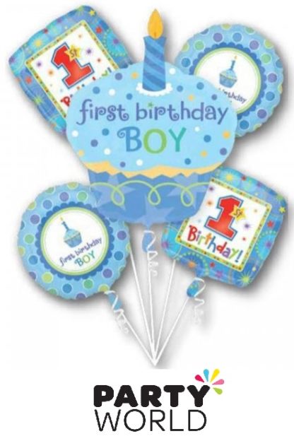 Foil Balloon Bouquet 1st Birthday Boy