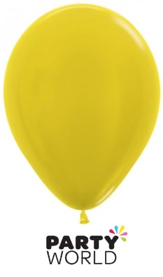 Sempertex 5in Metallic Yellow Latex Balloons 50PK