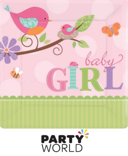 Tweet Baby Girl 17cm Square Plates (8)