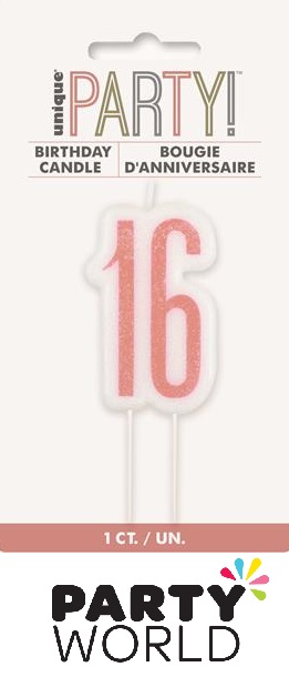 16th Birthday Cake Candle - Rose Gold
