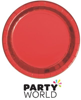 Red Foil Round 9inch Paper Plates (8)