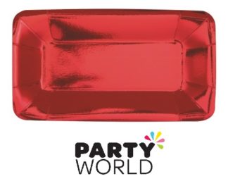 Red Foil Small Rectangular Paper Plates (8)