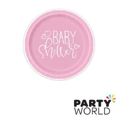 baby shower pink hearts 7in paper plates