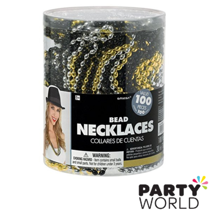 bead necklaces gold silver black