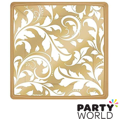 gold elegant scroll plates
