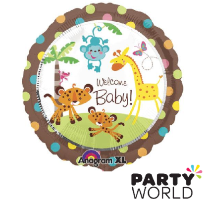 welcome baby animals of the rainforest foil balloon