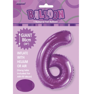 Giant Purple Foil Number Balloon (86cm) – 6 Foil Numbers