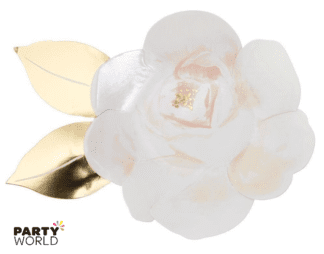white flower rose plates