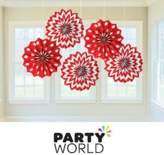 Apple Red Paper Fans (5)