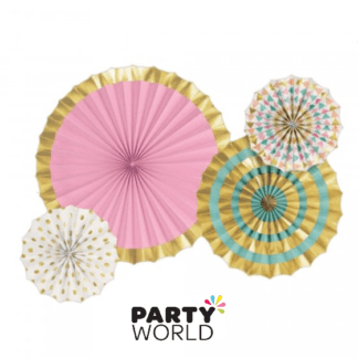 pastel & gold paper fans