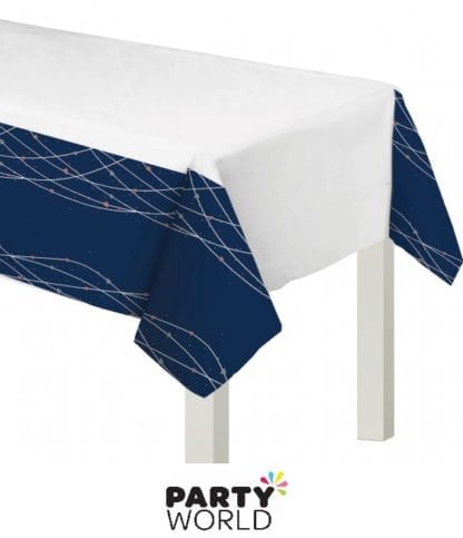 rose gold navy plastic table cover