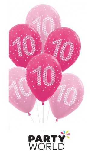 10th birthday balloons pink
