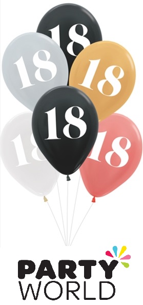 18th Birthday Assorted Latex Balloons (6)