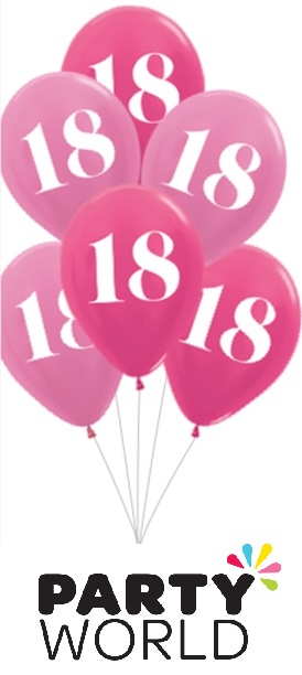 18th Birthday Pink latex Balloons (6)