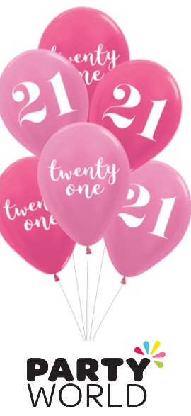 21st Birthday Pink latex Balloons (6)