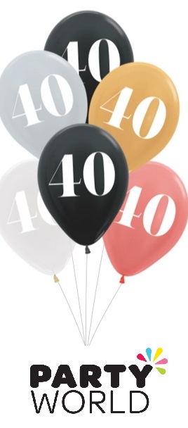 40th Birthday Assorted Latex Balloons (6)