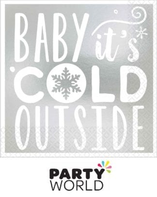 Baby It's Cold Outside Silver Beverage Napkins Foil Stamped (16)